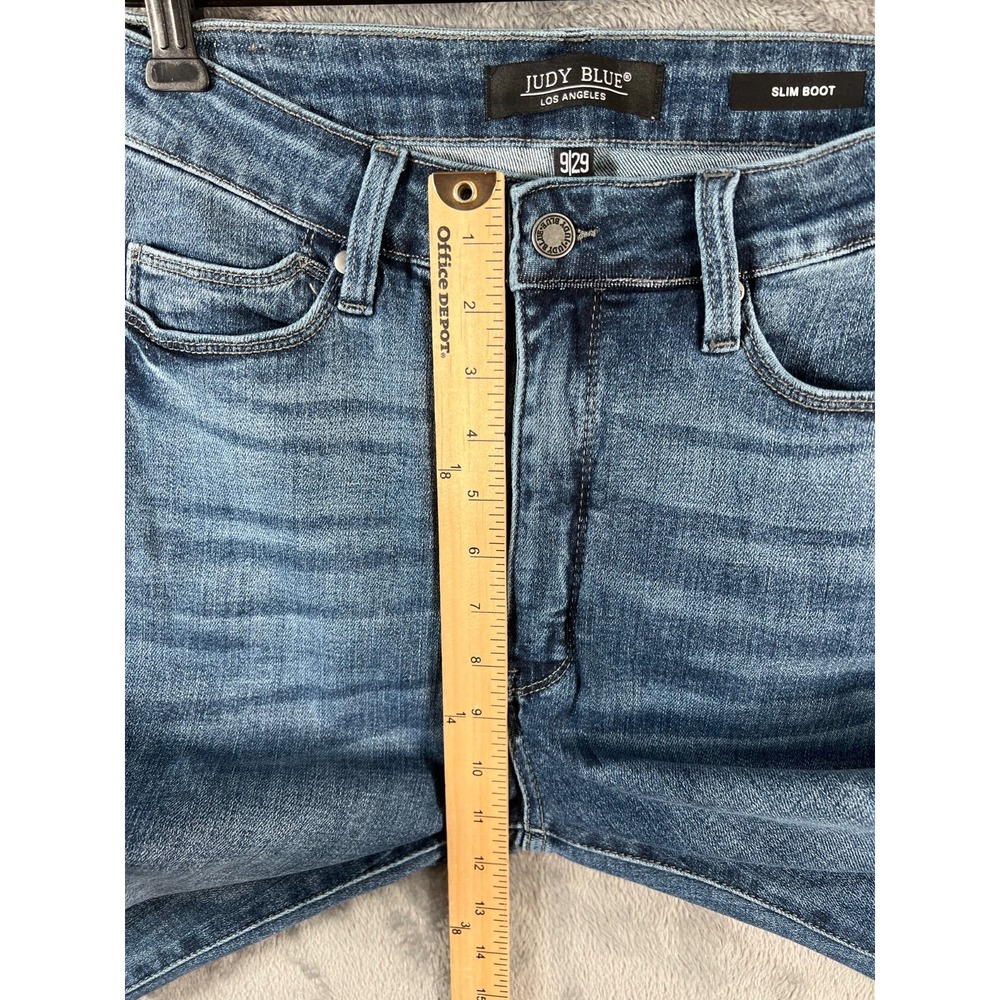 Judy Blue Jeans Womens 9/29 28x31 Blue Slim Bootcut Denim Stretch Tummy Control - Picture 5 of 12